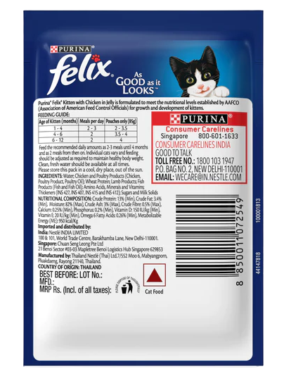 Purina Felix With Chicken In Jelly Kitten Pouch