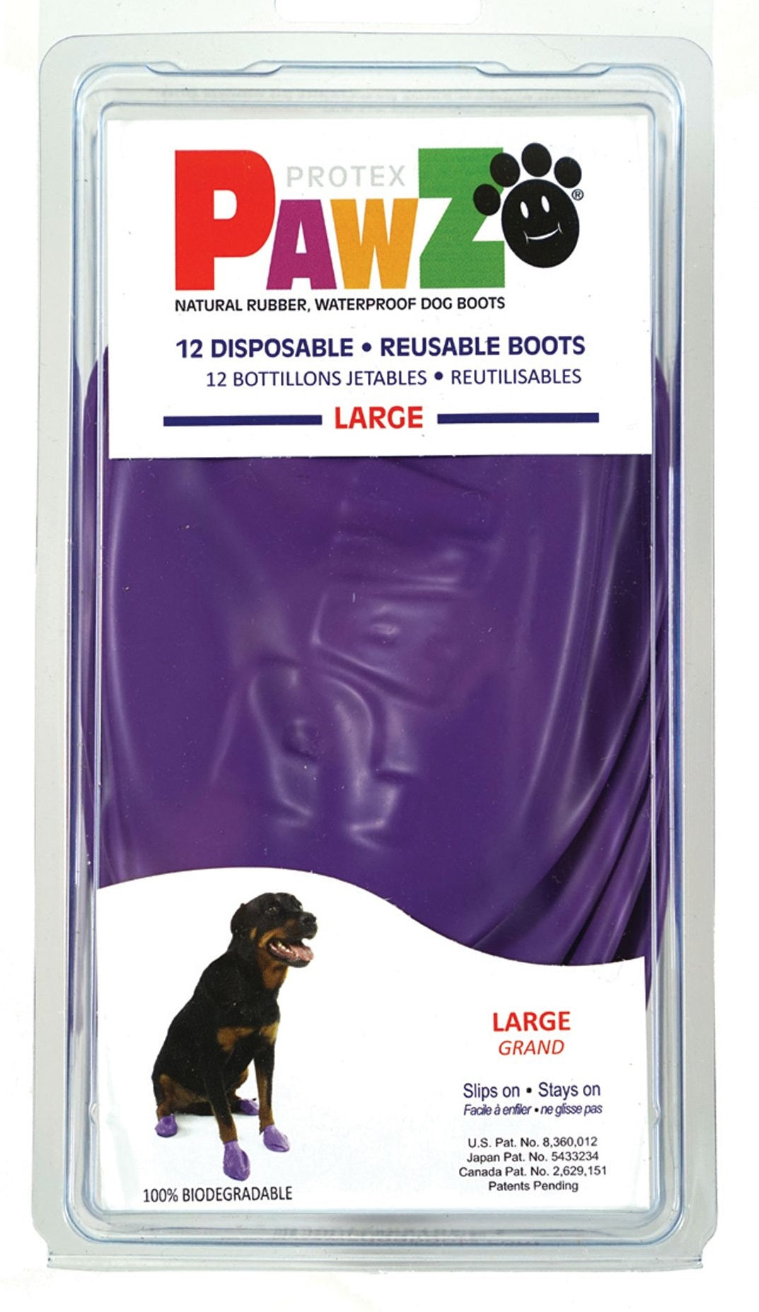Pawz Waterproof Dog Boots - Large - Purple