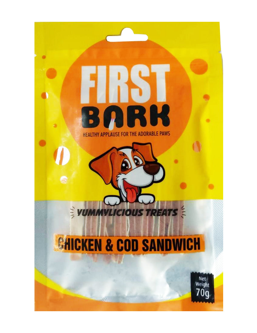 First Bark : Chicken & Cod Sandwich – Yummylicious Dog Treats