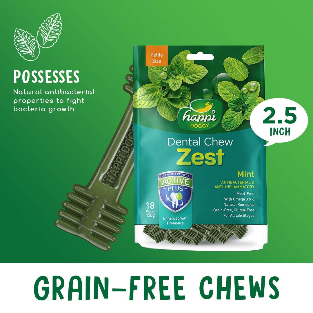 Happi Doggy Dental Chew Zest Mint Dog Treat