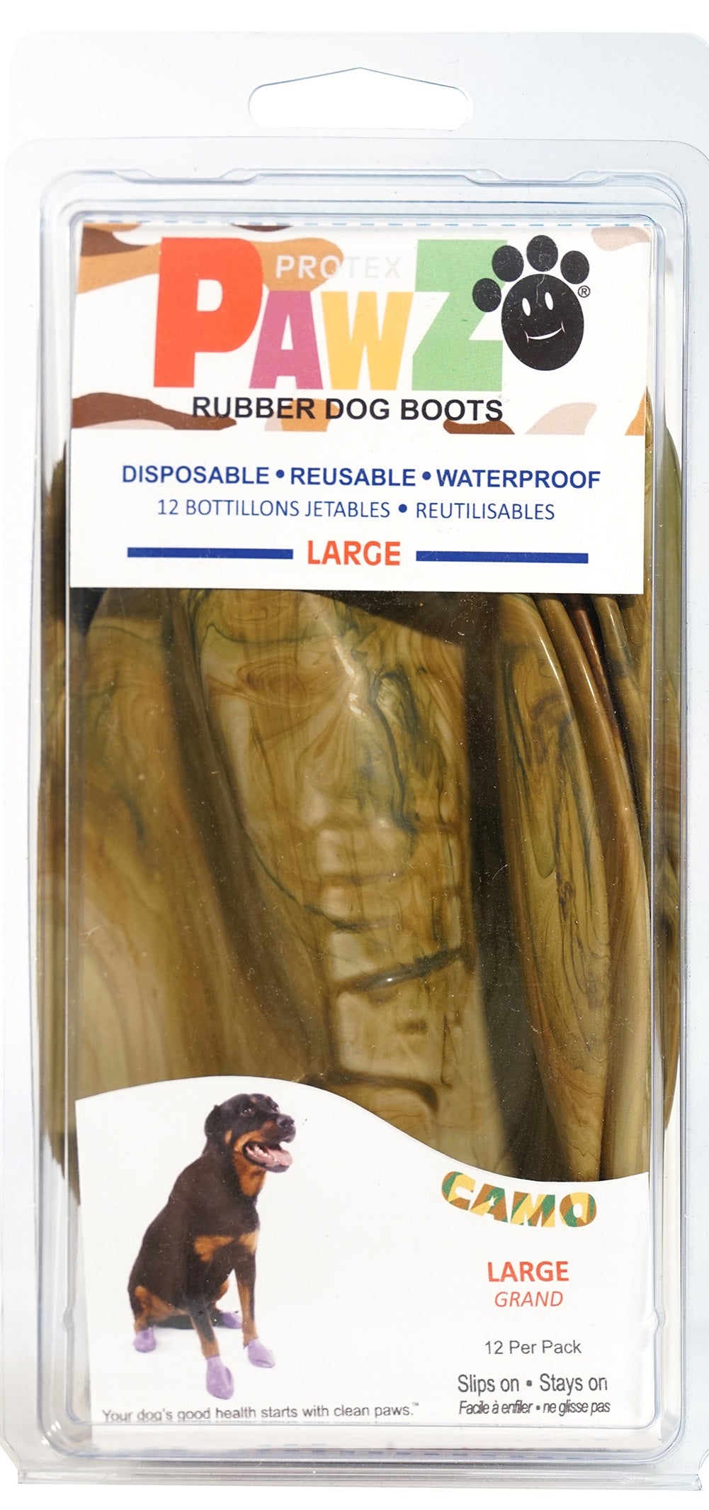 Pawz Waterproof Dog Boots - Large - Olive Green 12 Pcs