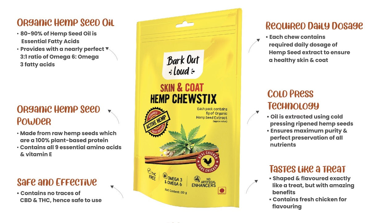 Vivaldis Bark Out Loud Skin & Coat Hemp Chewstix