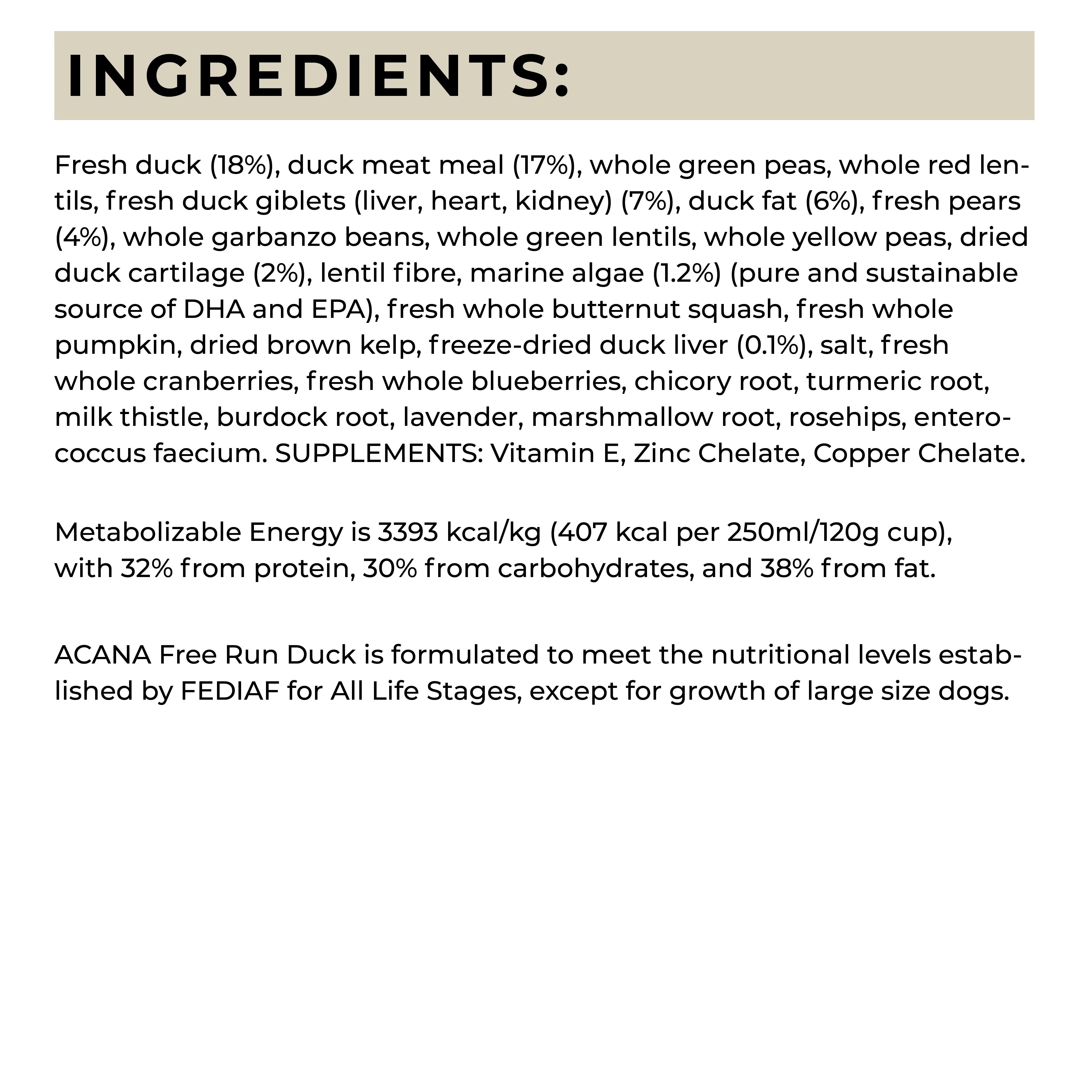 Acana Free-Run Duck Dog Dry Food