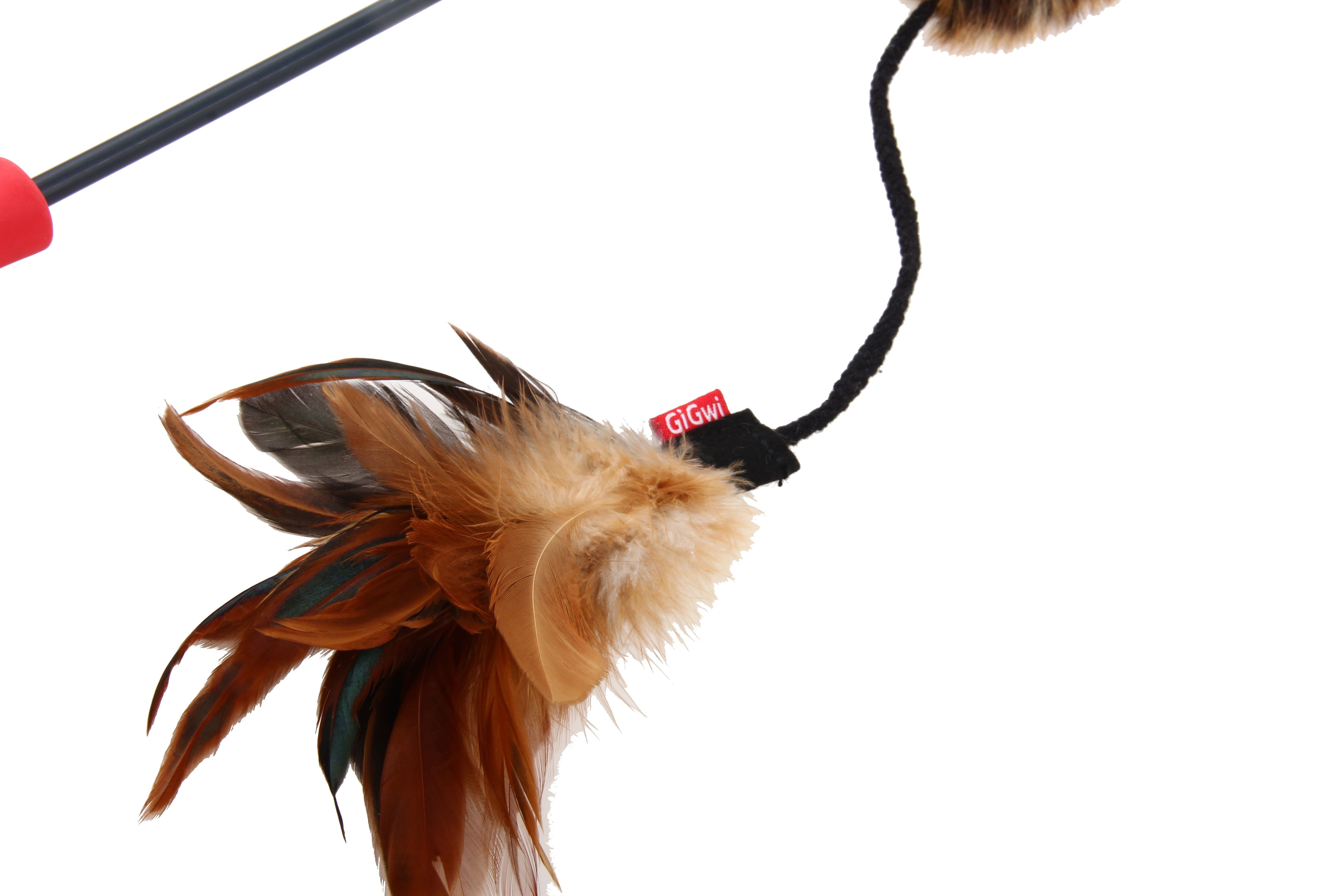 Gigwi Catwand Feather Teaser with Natural Feather Plush Tail and TPR Handle