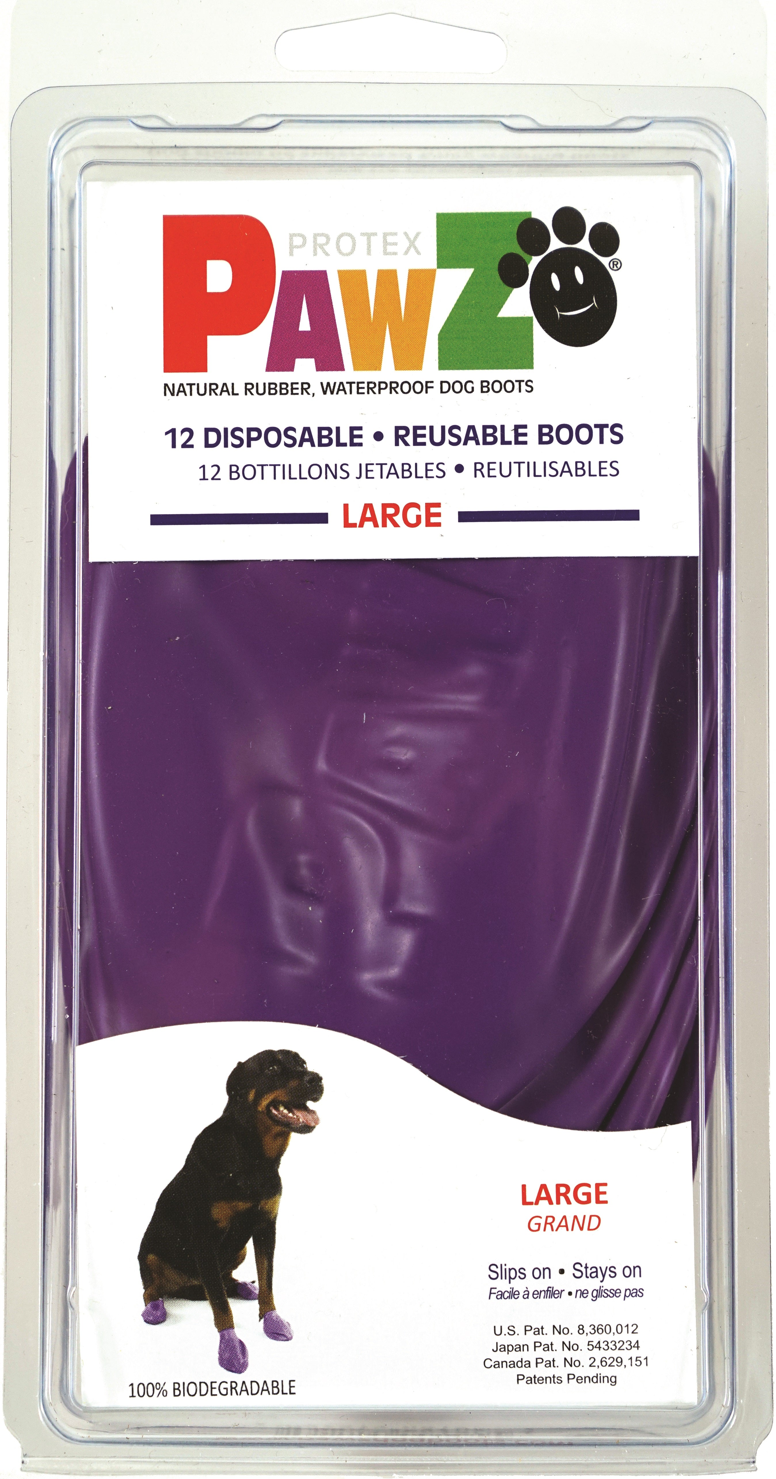 Pawz Waterproof Dog Boots - Large - Purple 12 PCS