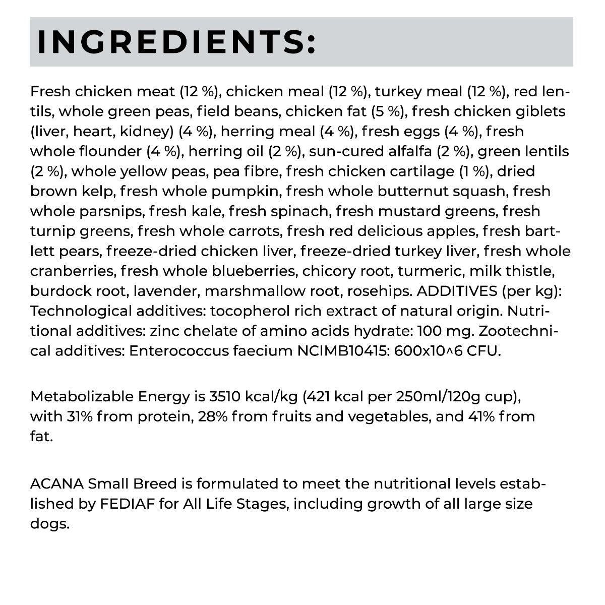 Acana Adult Small Breed Dog Dry Food