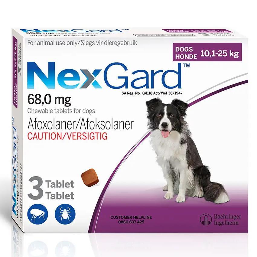 Boehringer Ingelheim: Nexgard Chewable Tablets - Flea & Tick Protection for Medium Dogs (10 - 25 kgs) - 3 tablets