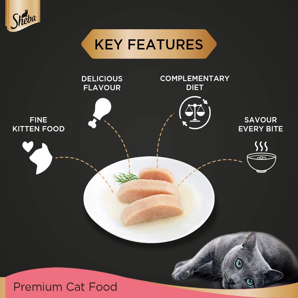 Sheba Chicken Premium Loaf Kitten Pouch 70 G (Pack Of 24) Ecom Pack