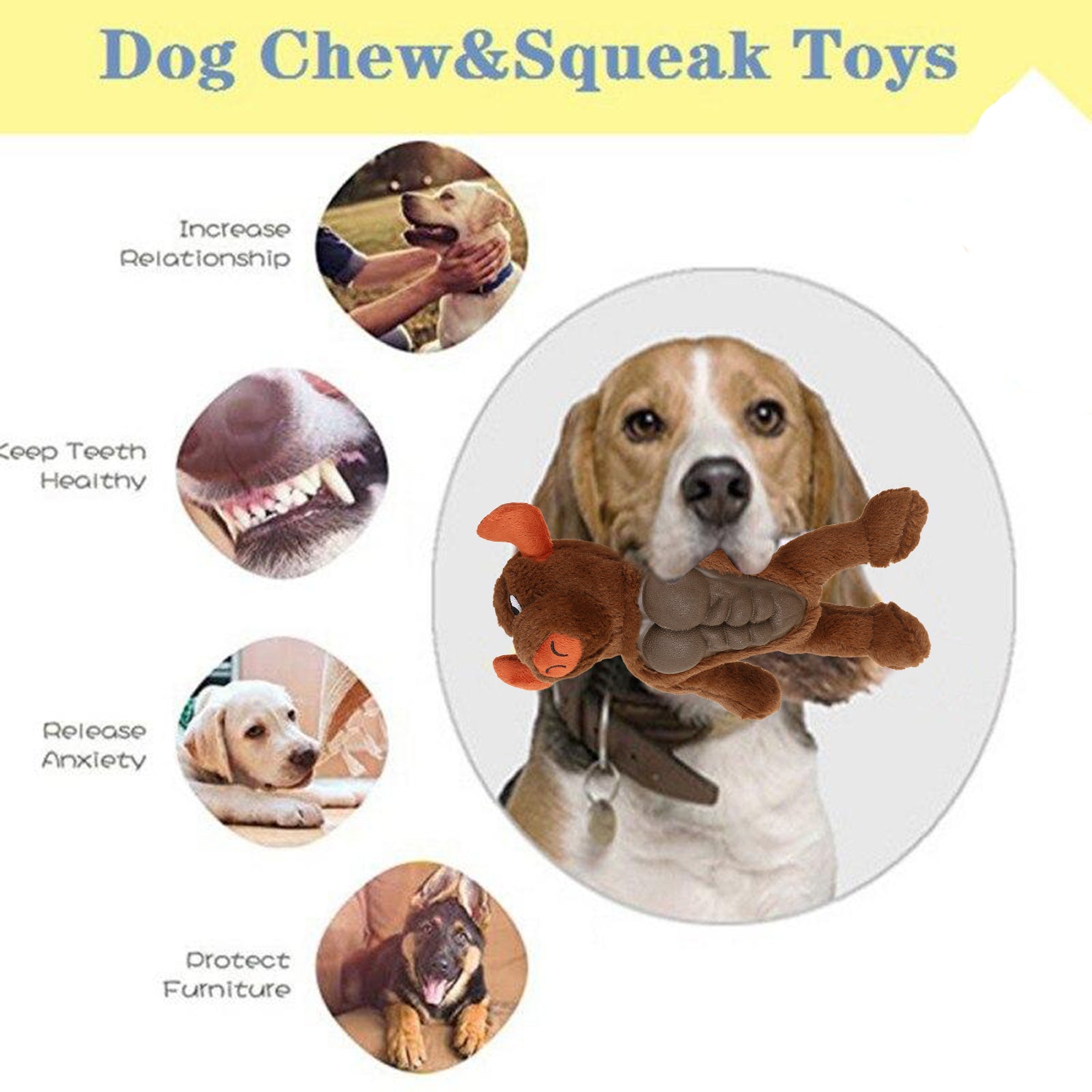 Basil Bull Shape Plush With Squeaky Dog Toy