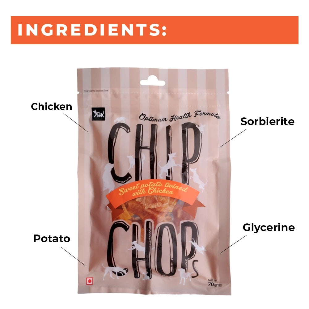 Chip Chops : Sweet Potato Twined with Chicken Dog Treats
