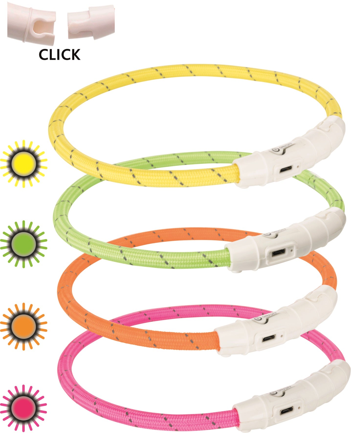 Trixie USB Flash Light Ring Collar Medium - Large - 45 CM - Dia 7 MM