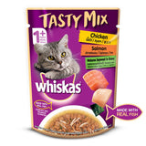 Whiskas Tasty Mix Chicken With Salmon Wakame Seaweed In Gravy Pouch 70 G (Pack Of 12) - Ecom Pack