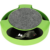 Smarty Pet Carpeted Cat Scratch Pad Spinning Toy With Mouse For Cats