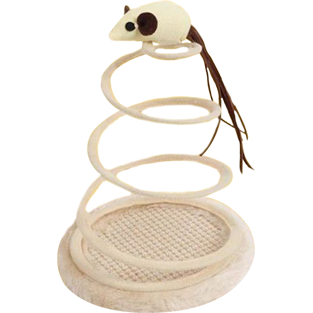 Smarty Pet Mouse Toy With Spiral Steel Wire Automatic Scratch Rope & Plush Spring Plate