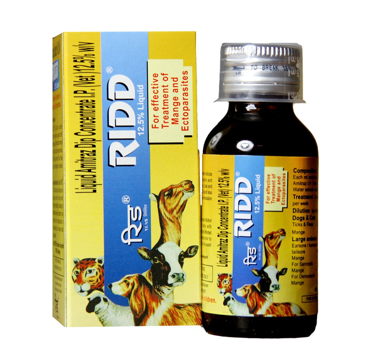 Ridd Anti-Tick & Flea Solution – Amitraz 12.5% for Dogs & Cats