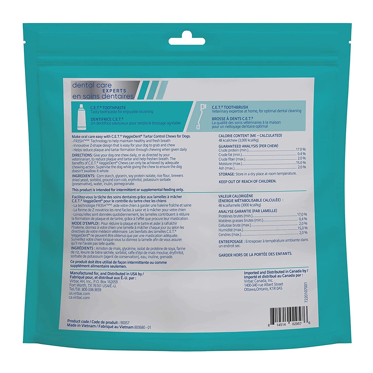 Virbac - Veggie Dent Chews For Small Dogs 5 - 10 Kgs