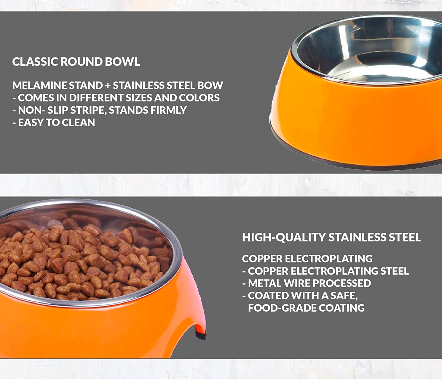 Smarty Pet Stainless Steel & Melamine Anti-Skid Plain Bowl