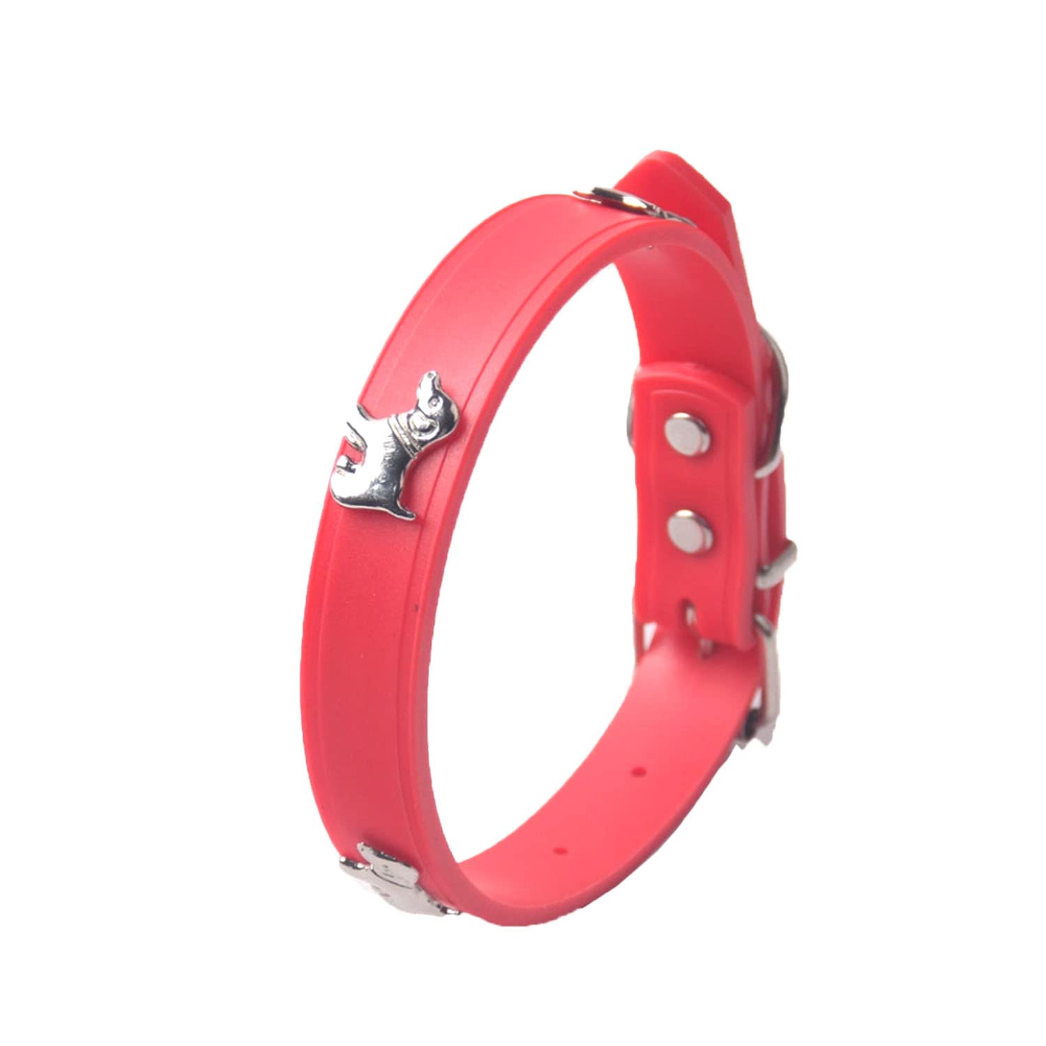 Smarty Pet Adjustable Rubber Colored Silicone Cat Collar With Metal Decoration