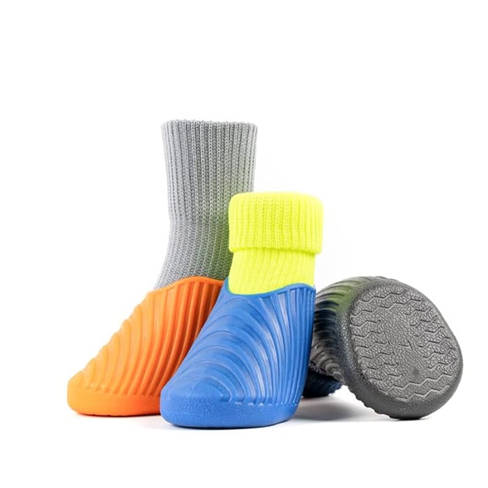 Holy Paws Silicon Base Socks Rubber Sole With Velcro Straps Traction Control Anti-Slip Boots For Dog