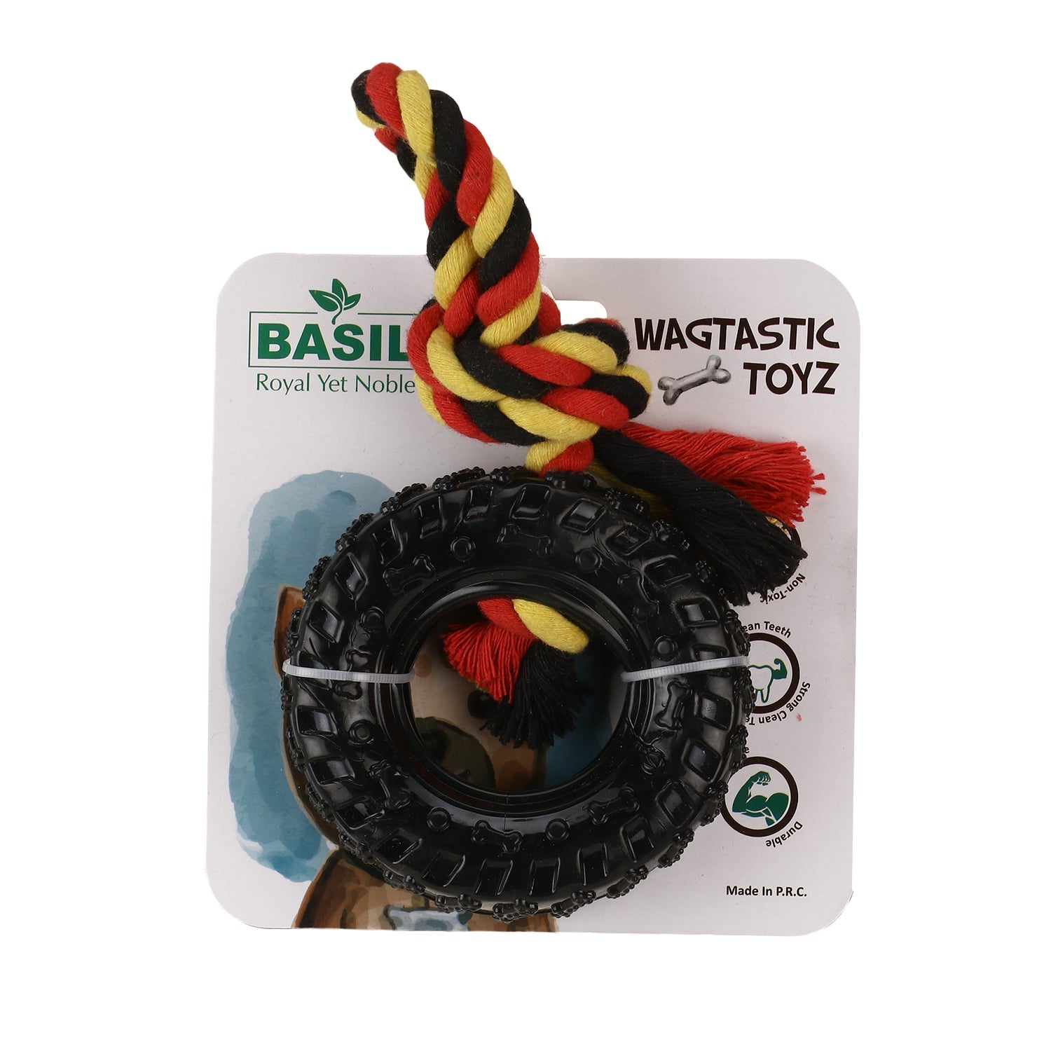 Basil Wagtastic Toyz  Tyre With Rope
