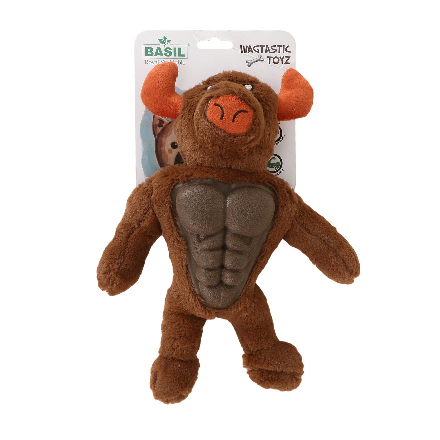 Basil Bull Shape Plush With Squeaky Dog Toy