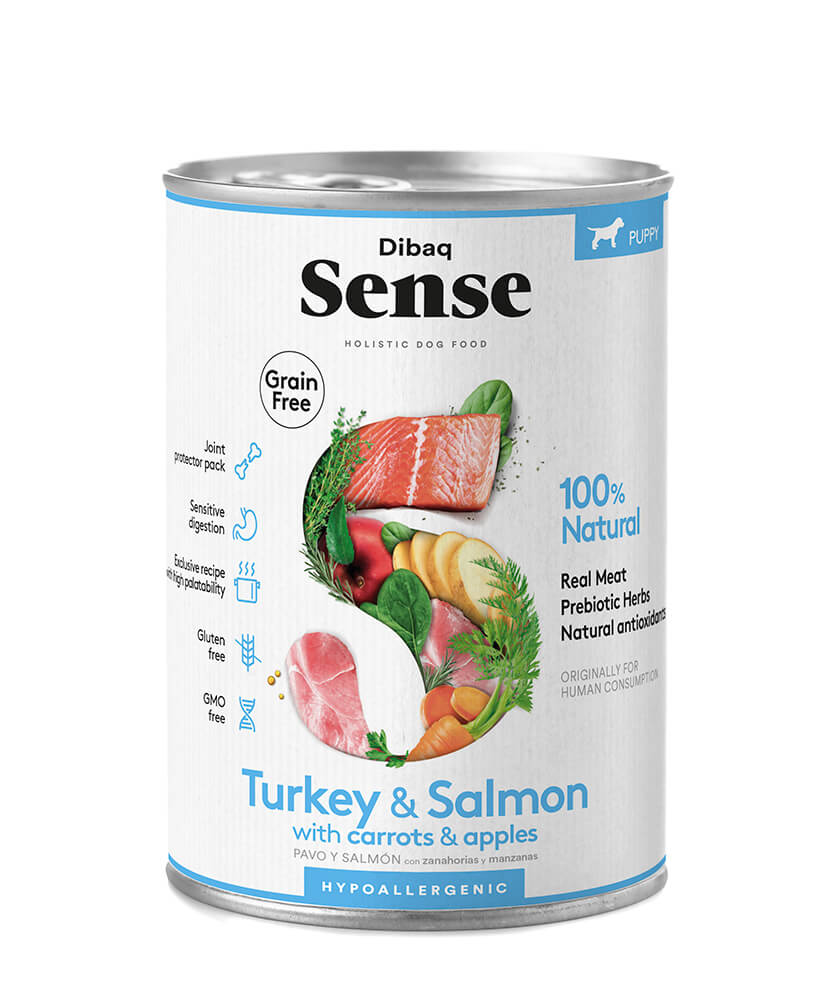 Dibaq Sense Grain Free Turkey & Salmon With Carrots & Apples Puppy Tin (Dog)