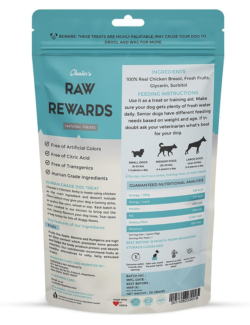 Chester’s : Raw Rewards Chicken Fruit Rings Natural Dog Treats