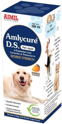 AIMIL Amlycure D.S Pet Liquid - A Polyherbal Liver Corrective & Protective in Desired Strength - Mango Flavour