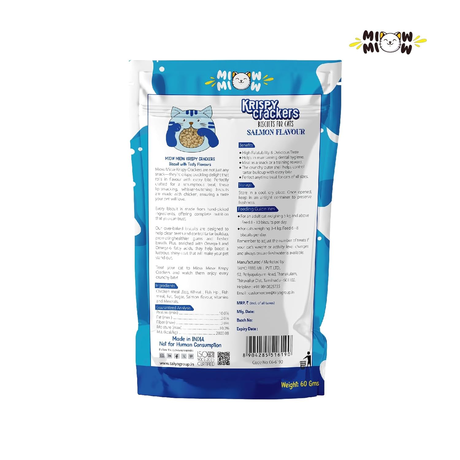 Taiyo : Miow Miow Krispy Crackers Salmon Flavour Cat Biscuits