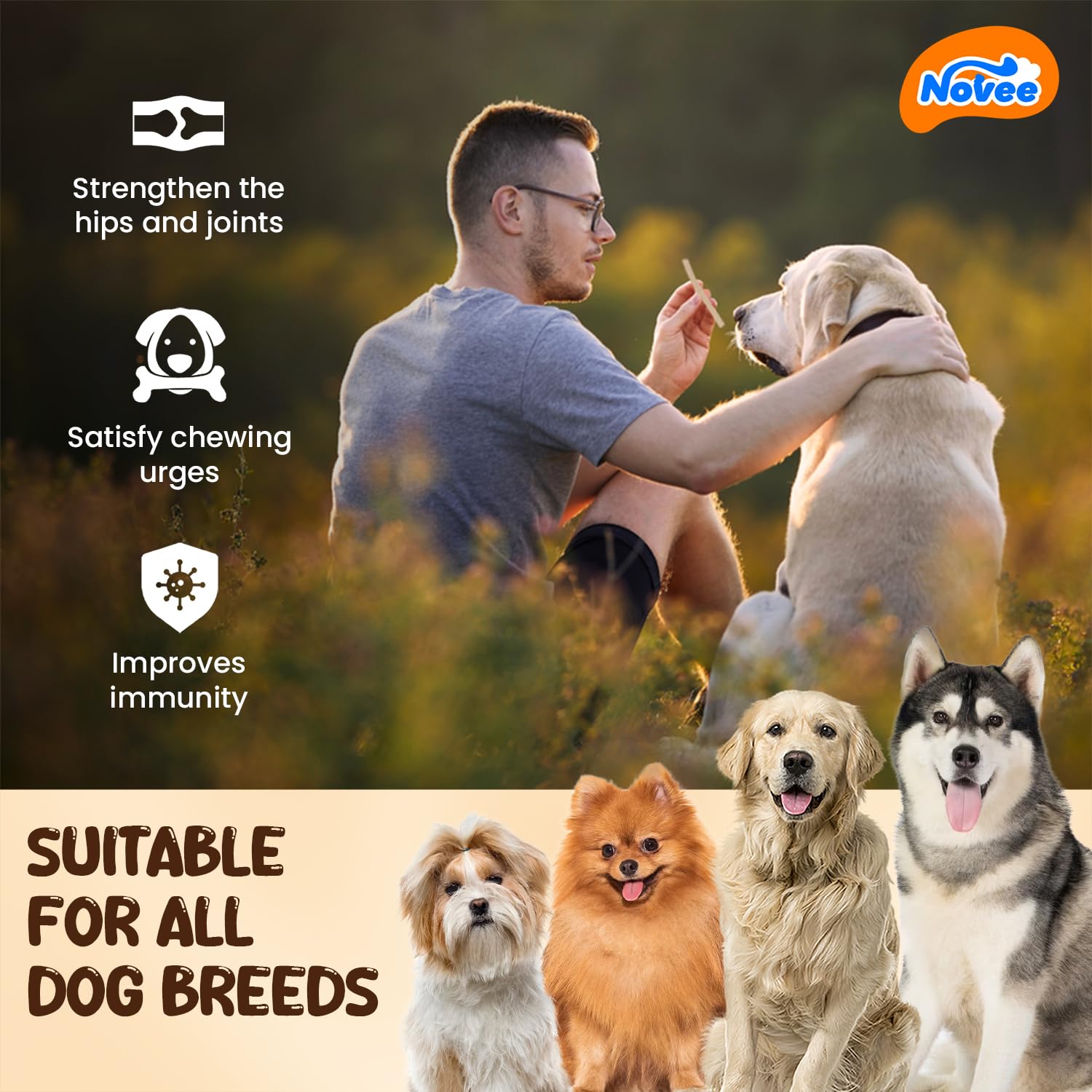 NOVEE : Milk Jerky Treats with Glucosamine - Soft Dog Training Treats