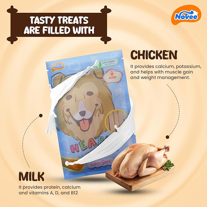 NOVEE : Milk Jerky Treats with Glucosamine - Soft Dog Training Treats