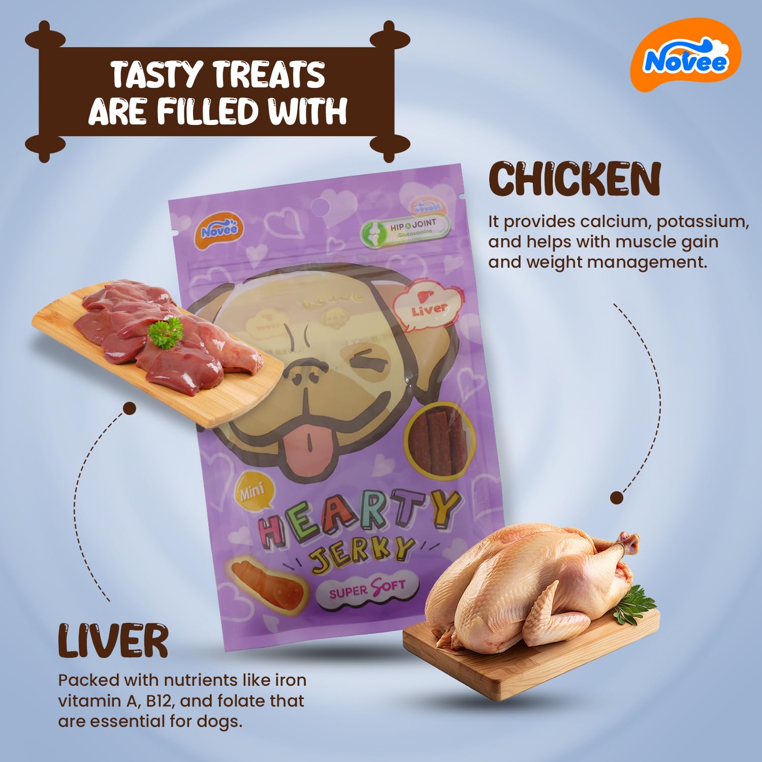 NOVEE : Hearty Jerky Size Mini (Liver Flavor) Dog Treats