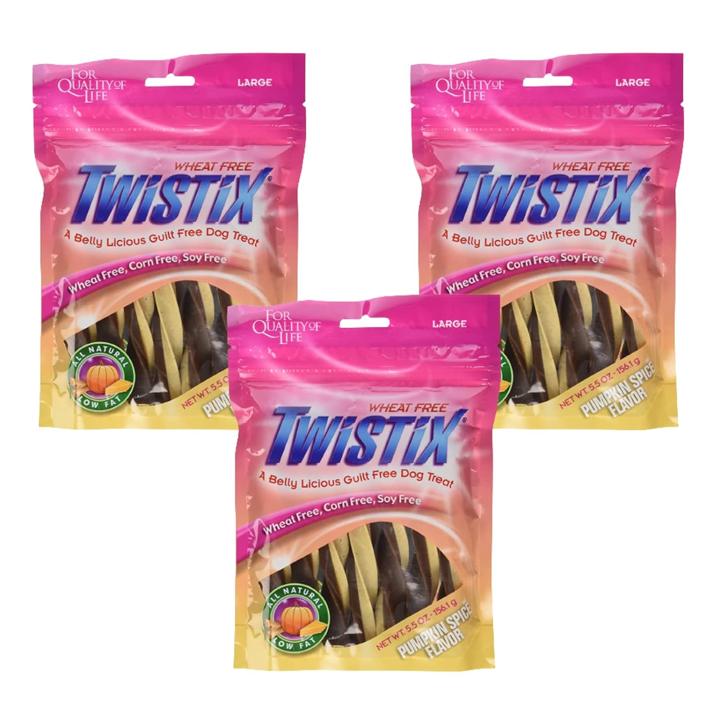 Twistix : Large Wheat-Free Dental Chews – Pumpkin Spice Flavor Dog Treats