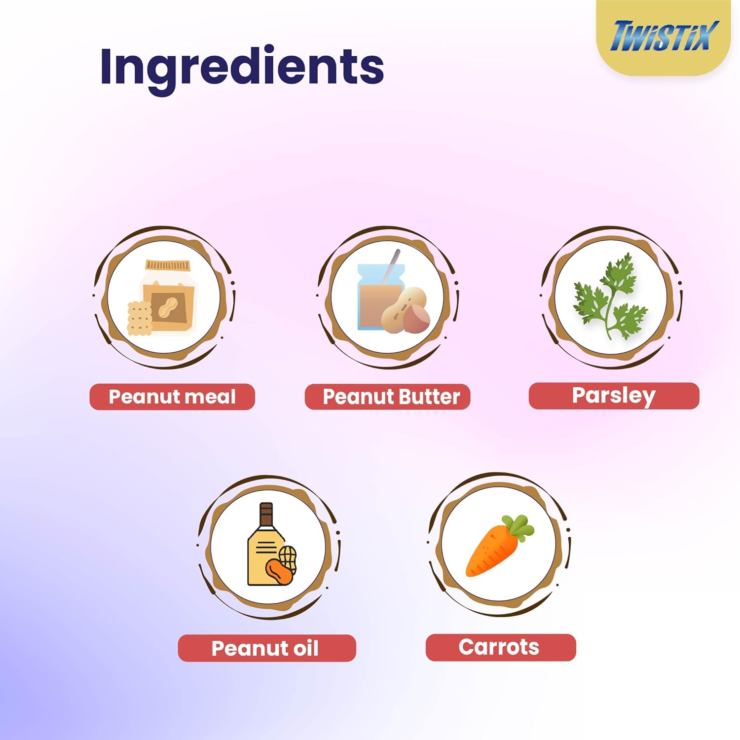 Twistix : Small Wheat-Free Dental Chews – Peanut & Carob Flavour Dog Treats (Jar)