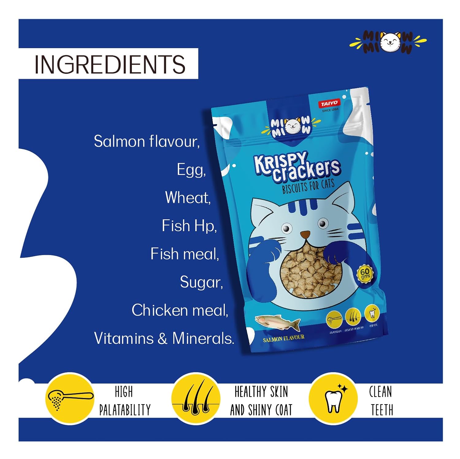 Taiyo : Miow Miow Krispy Crackers Salmon Flavour Cat Biscuits
