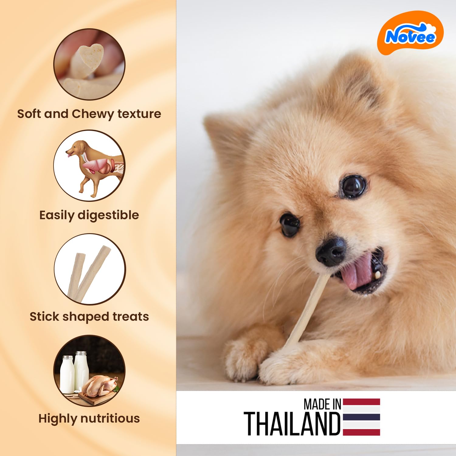 NOVEE : Milk Jerky Treats with Glucosamine - Soft Dog Training Treats