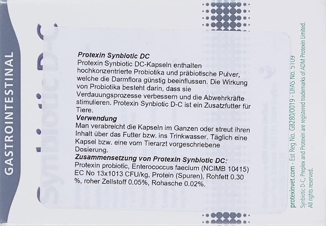 Protexin Synbiotic D-C Probiotic & Prebiotic Capsules for Dogs & Cats