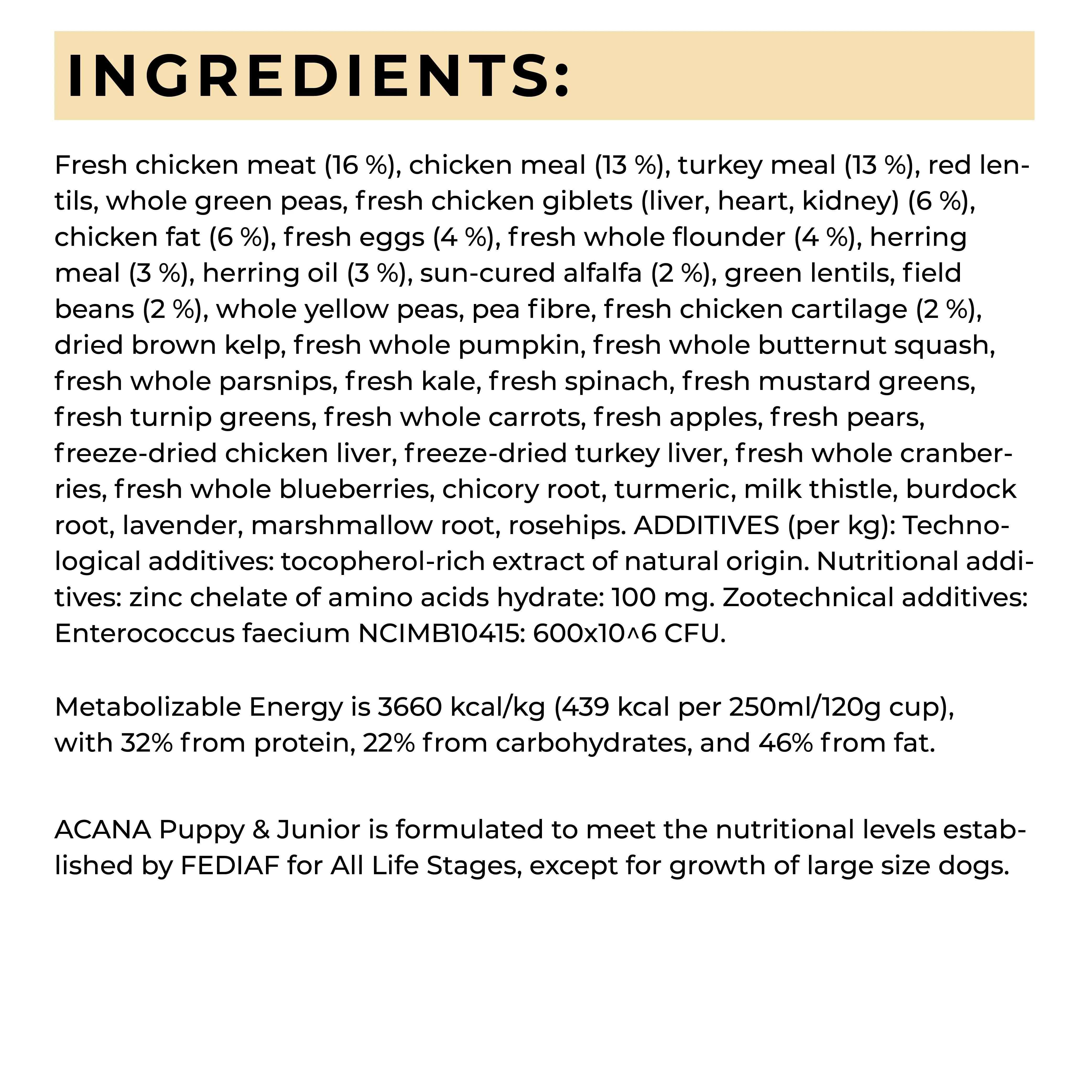 Acana Puppy And Junior Dog Dry Food