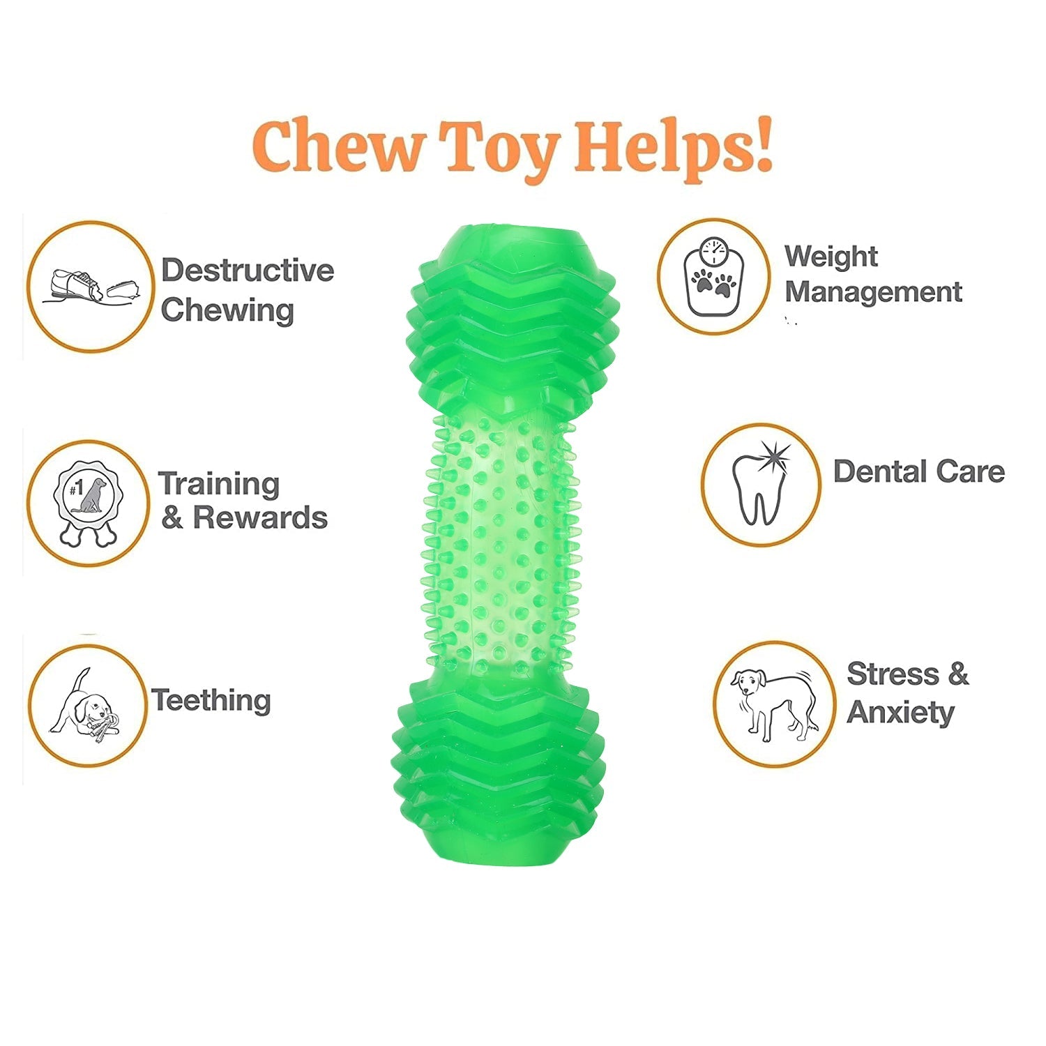 Basil Dumbbell Toy with Hollow Centre Toy For Dog - Green