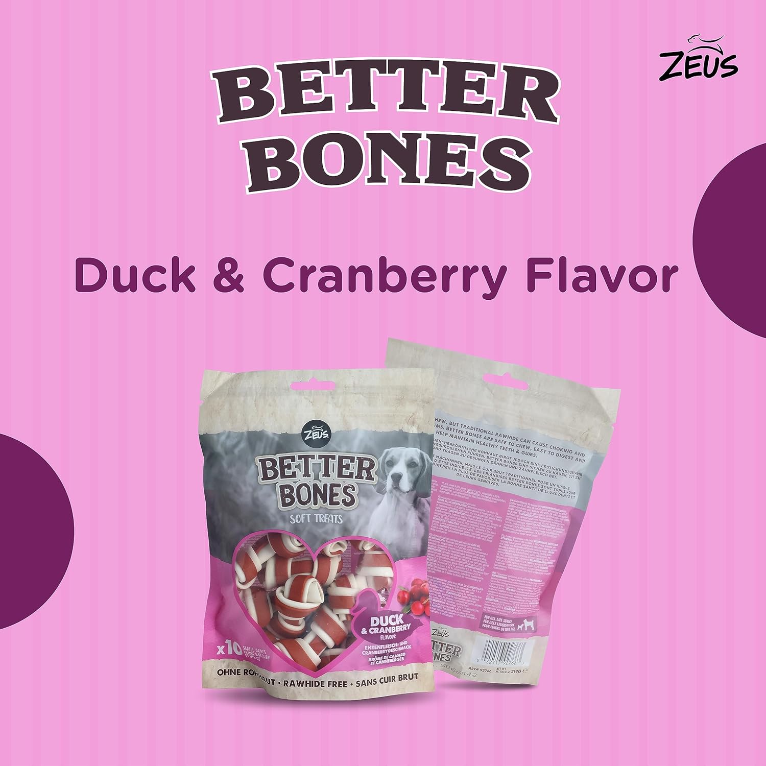 Zeus Better Bones Soft Dog Treats – Duck & Cranberry