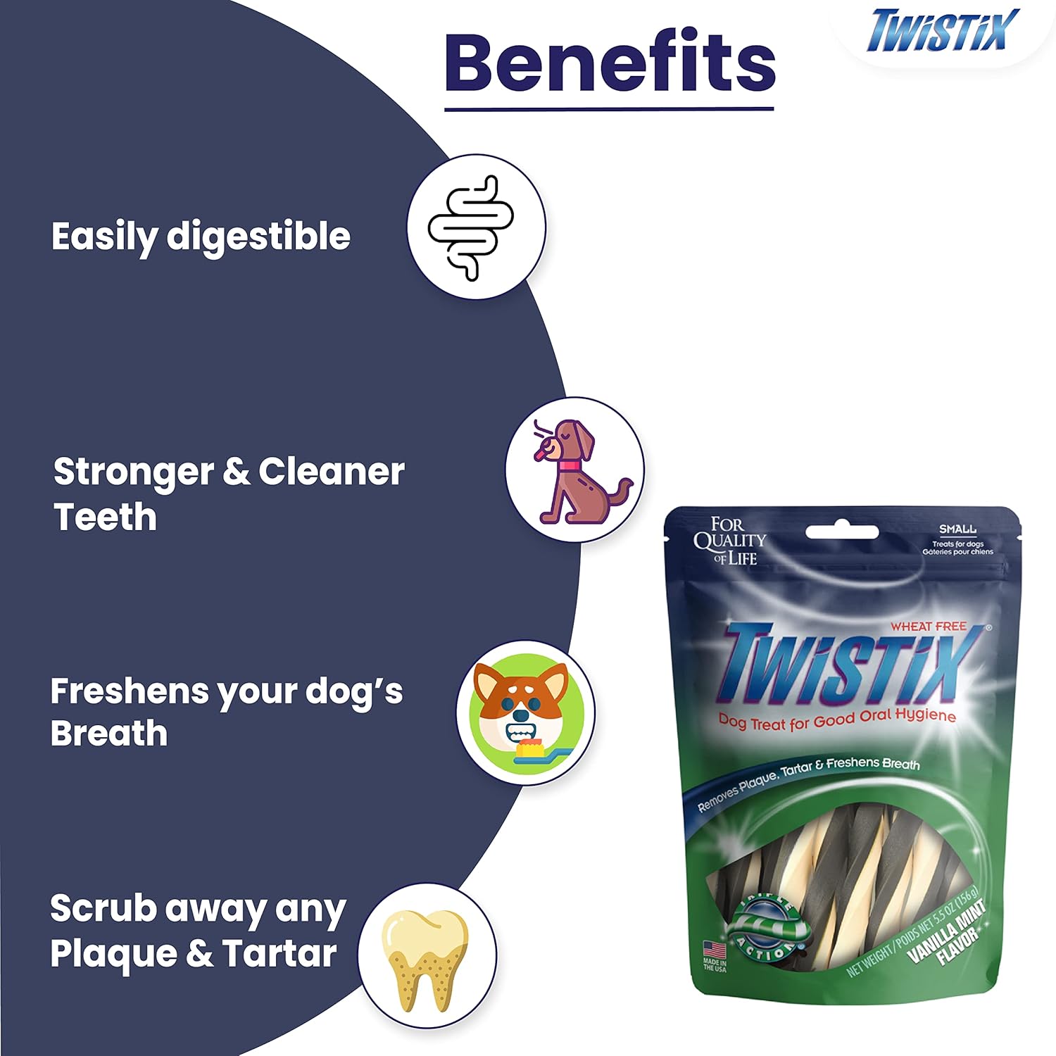 Twistix : Small Wheat-Free Dental Chews – Vanilla Mint Flavor Dog Treats