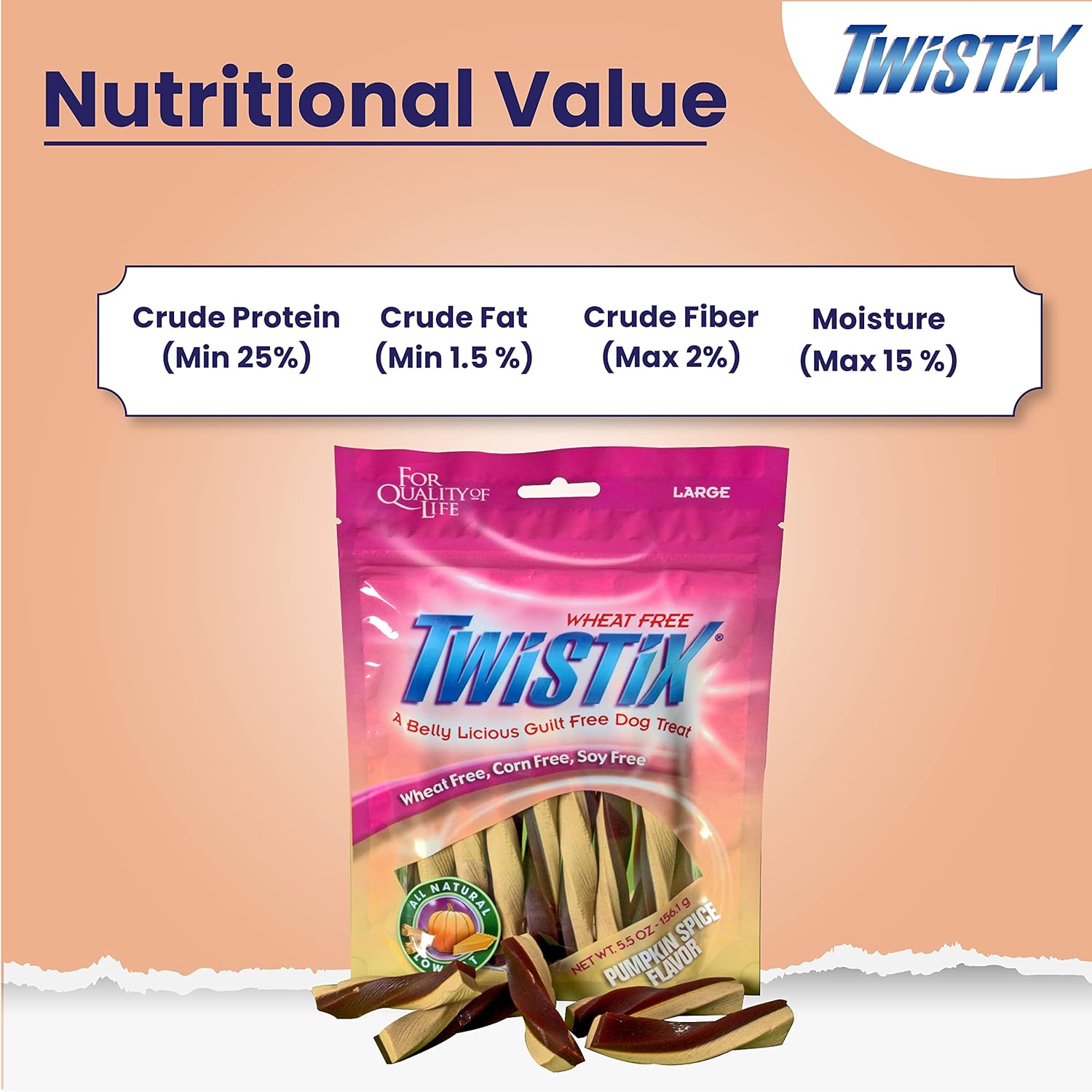 Twistix : Large Wheat-Free Dental Chews – Pumpkin Spice Flavor Dog Treats