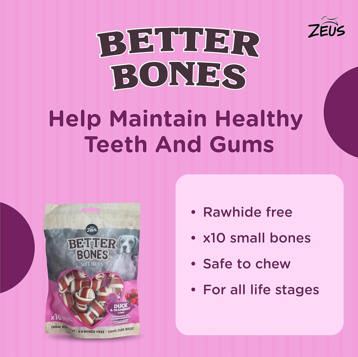 Zeus Better Bones Soft Dog Treats – Duck & Cranberry