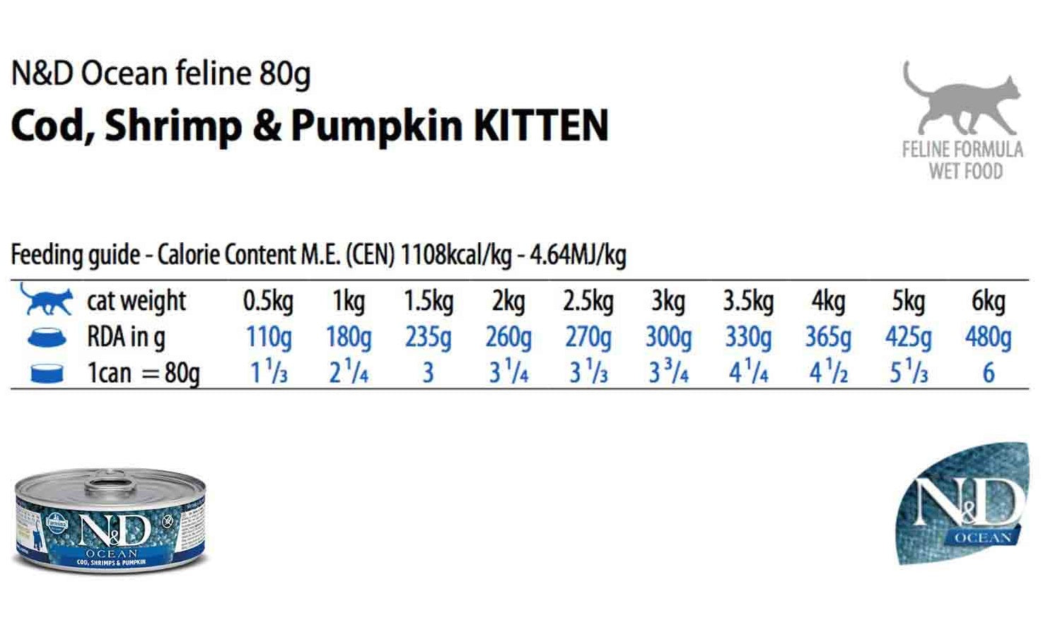 Farmina N&D Ocean Cod, Shrimps And Pumpkin Grain Free Kitten Tin
