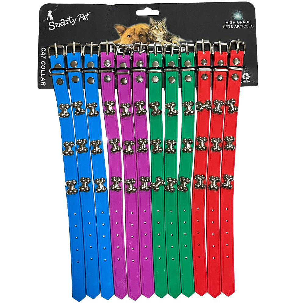 Smarty Pet Adjustable Rubber Colored Silicone Cat Collar With Metal Decoration