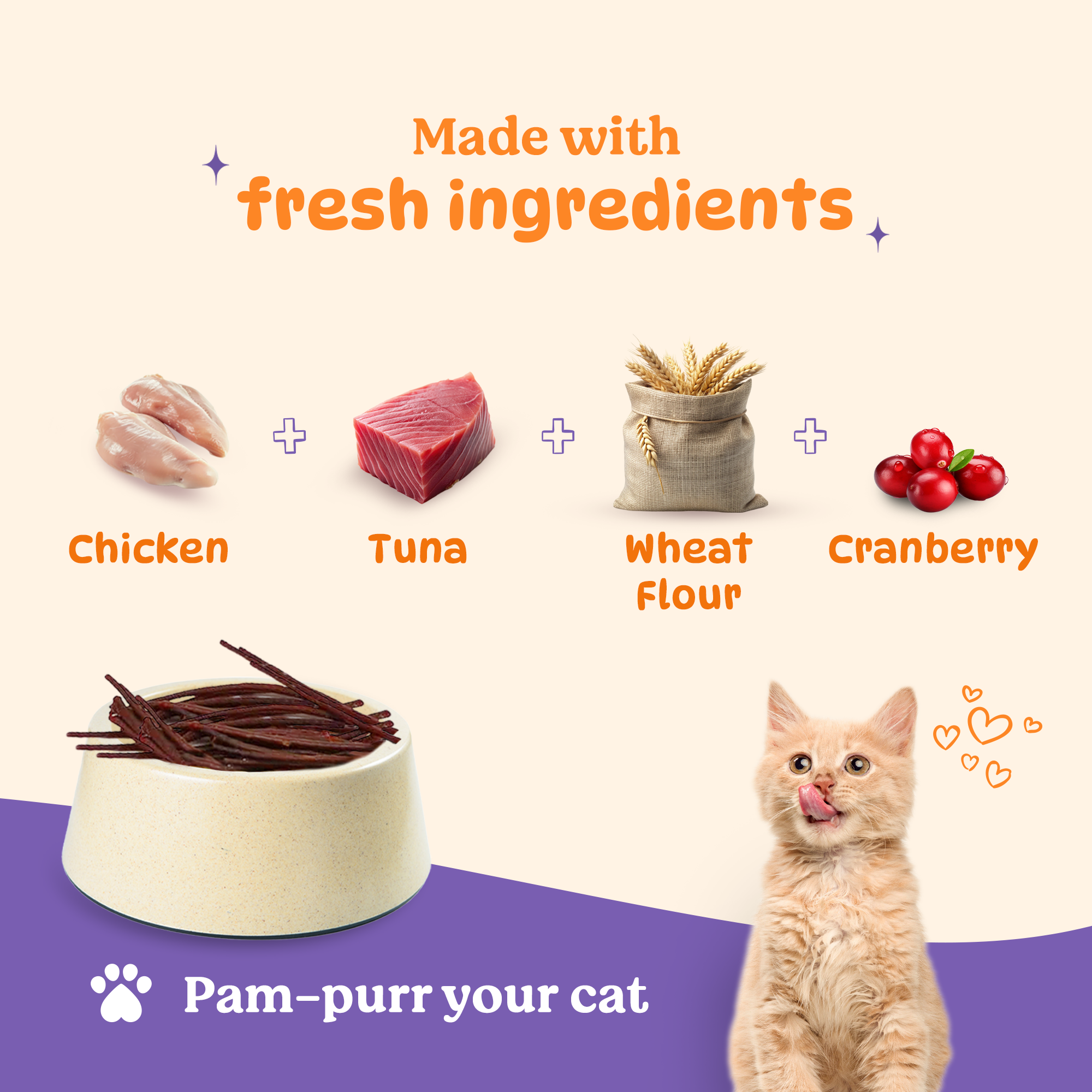 Basil Tuna & Cranberry Purrfect Dental Sticks Treat For Cat