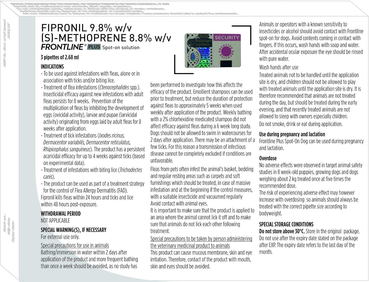 Boehringer Ingelheim: Frontline Plus Spot-On Flea & Tick Treatment for Large dogs (20 - 40 kgs) - 3 Pipettes