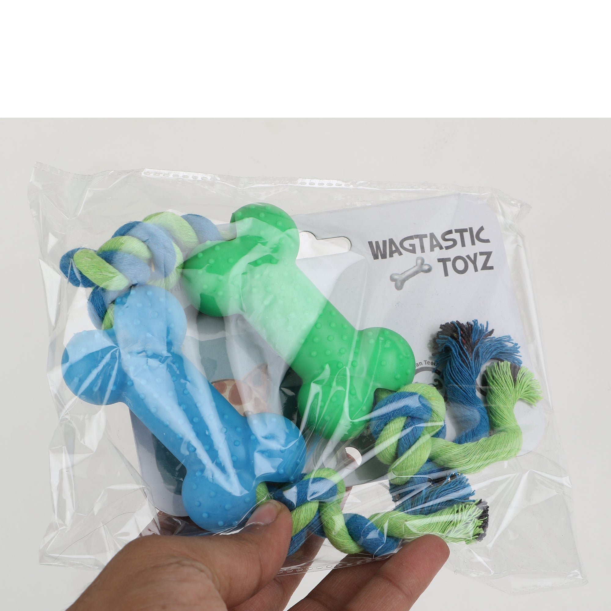 Basil Double TPR Bone On Rope Dog Chew Toy