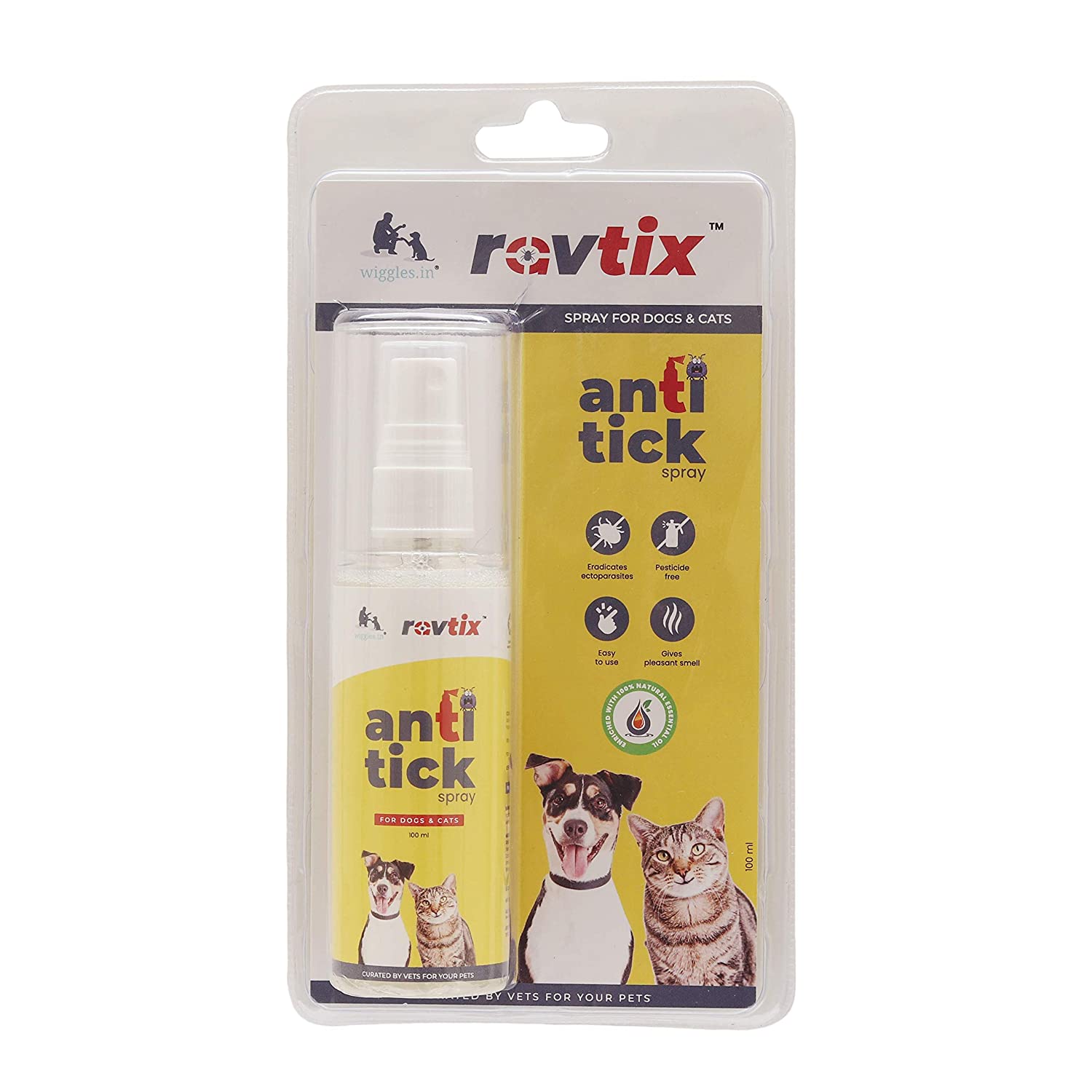 Wiggles Ravtix Anti-Tick Spray for Dogs & Cats