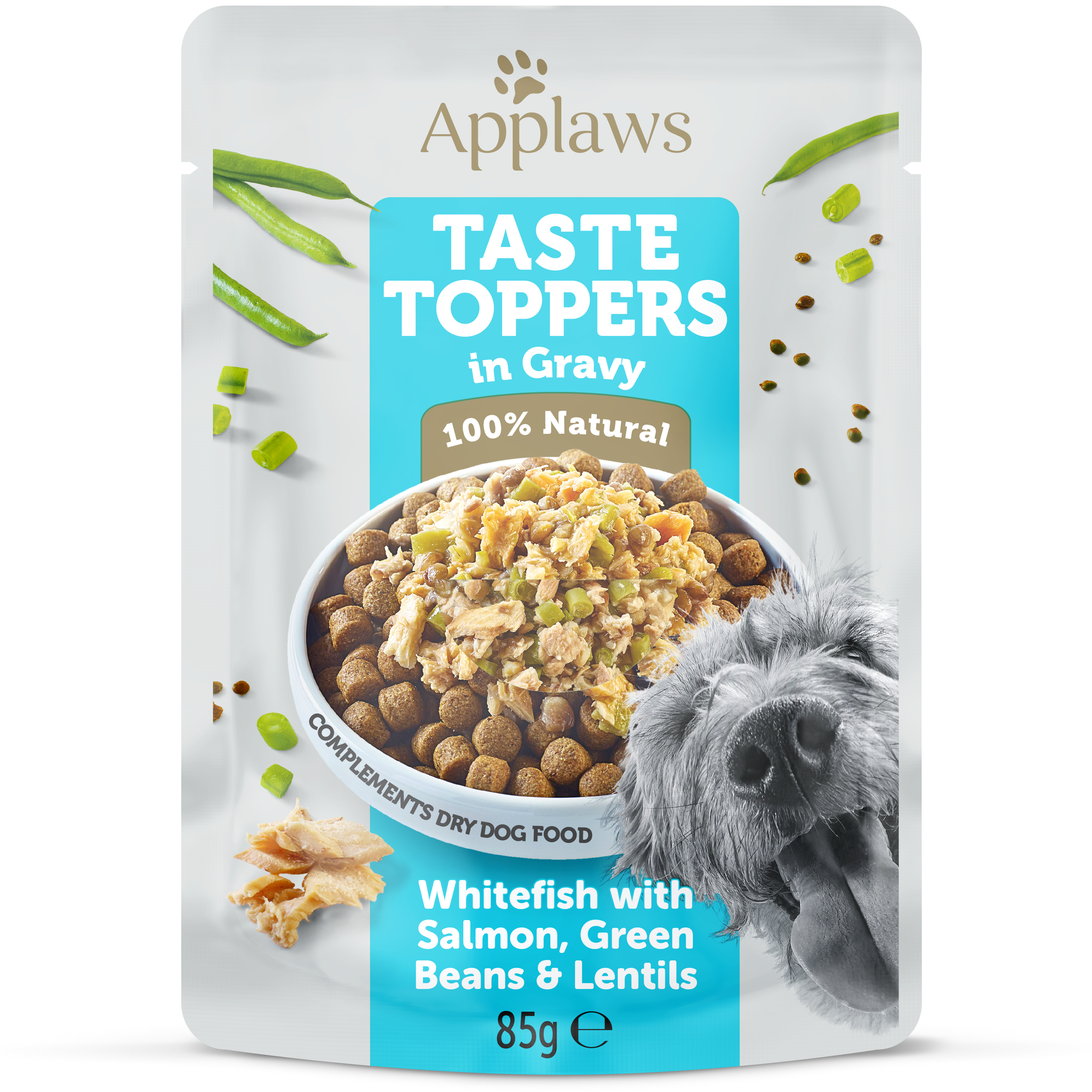 Applaws Taste Toppers Whitefish With Salmon, Green Beans & Lentils In Gravy Pouch